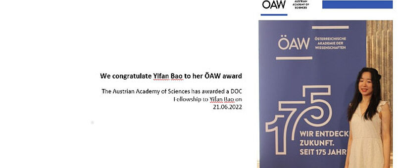 Yifan Bao in front of the ÖAW Award Poster